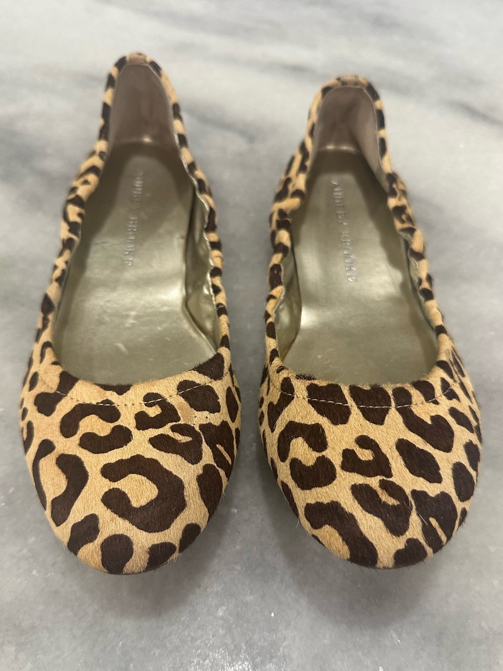 AUDREY BROOKE Lydia Leopard Animal Print Calf Hair Flats